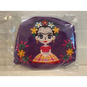 Frida Kahlo Purple Floral Cloth Stitched Face Mask